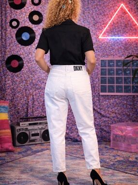 Vintage DKNY White Jeans with Black Logo Patch